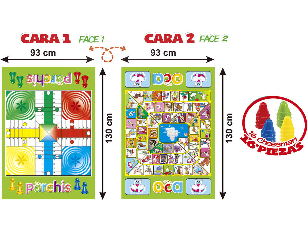 Jeu Tapis Giant Parchisi et Oie 130x93x0.3 cm