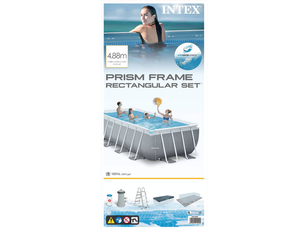 Piscina Desmontable Rectangular Prism Frame 488x244x107 cm. Intex 26792