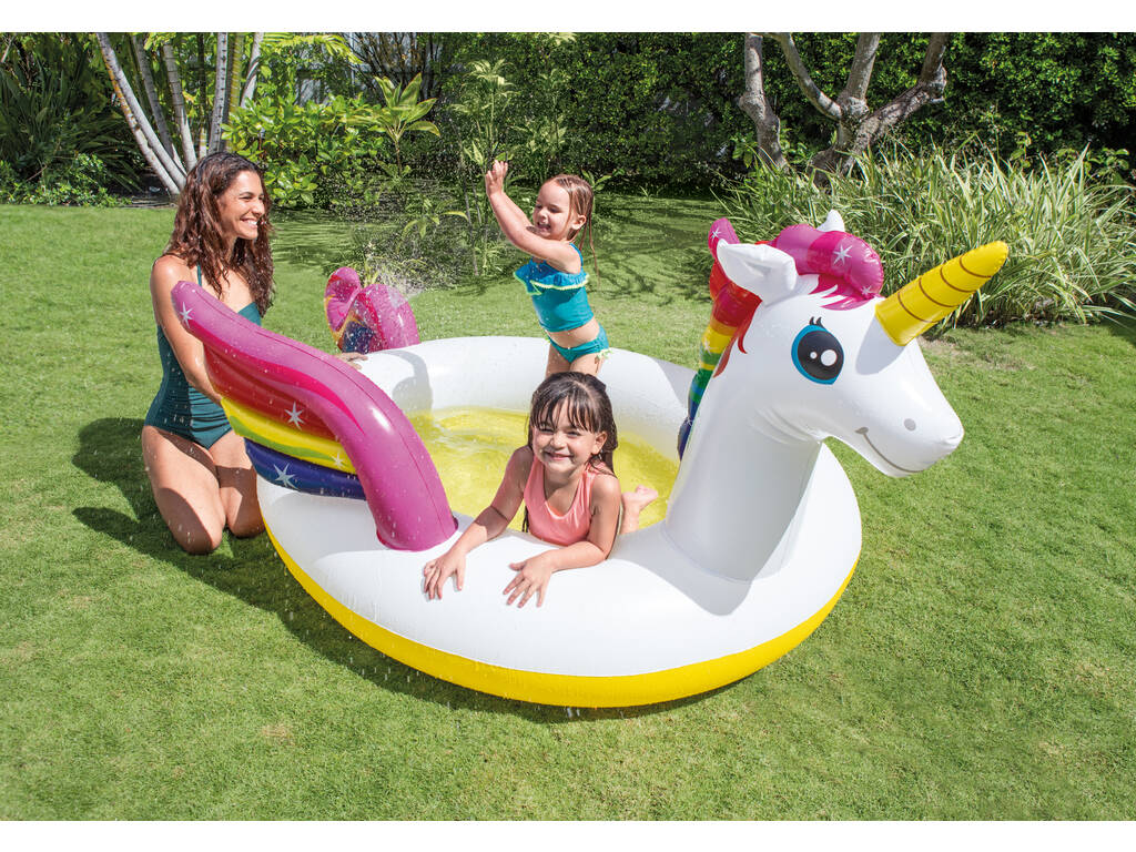 Piscina Inflável Infantil Unicornio com Pulverizador 272x193x104 cm. Intex 57441NP