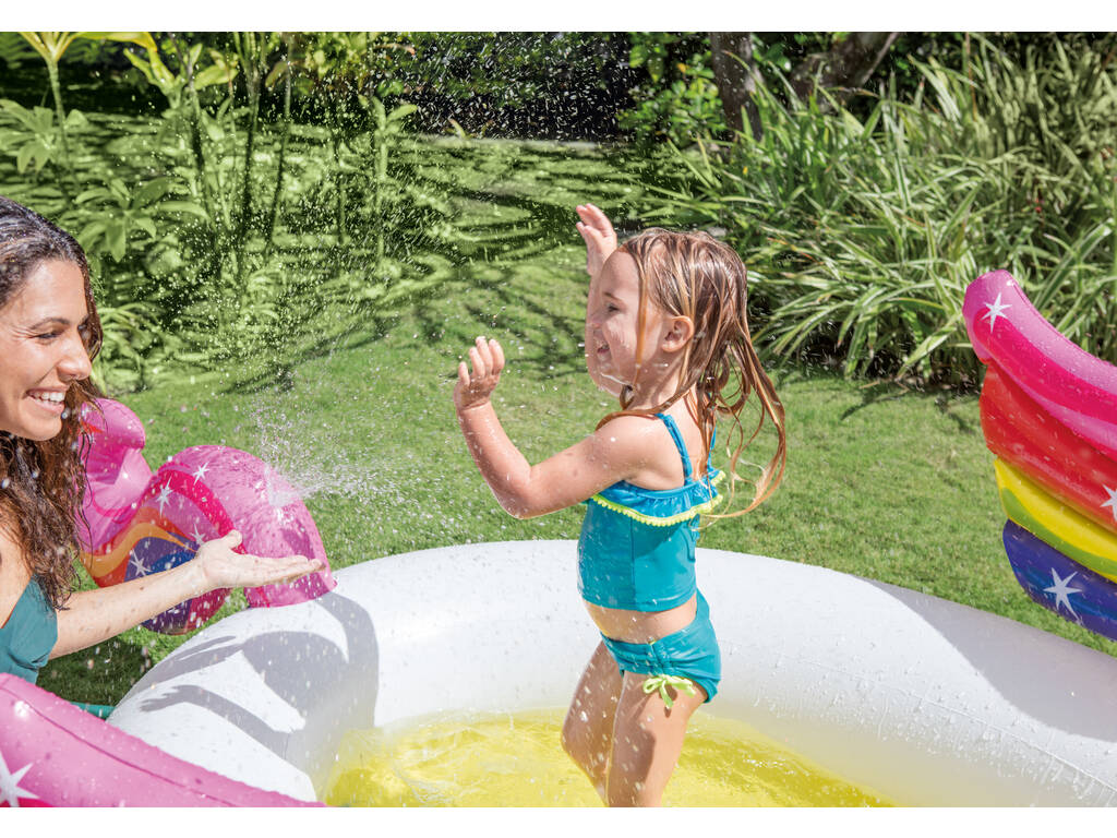 Piscina Inflável Infantil Unicornio com Pulverizador 272x193x104 cm. Intex 57441NP