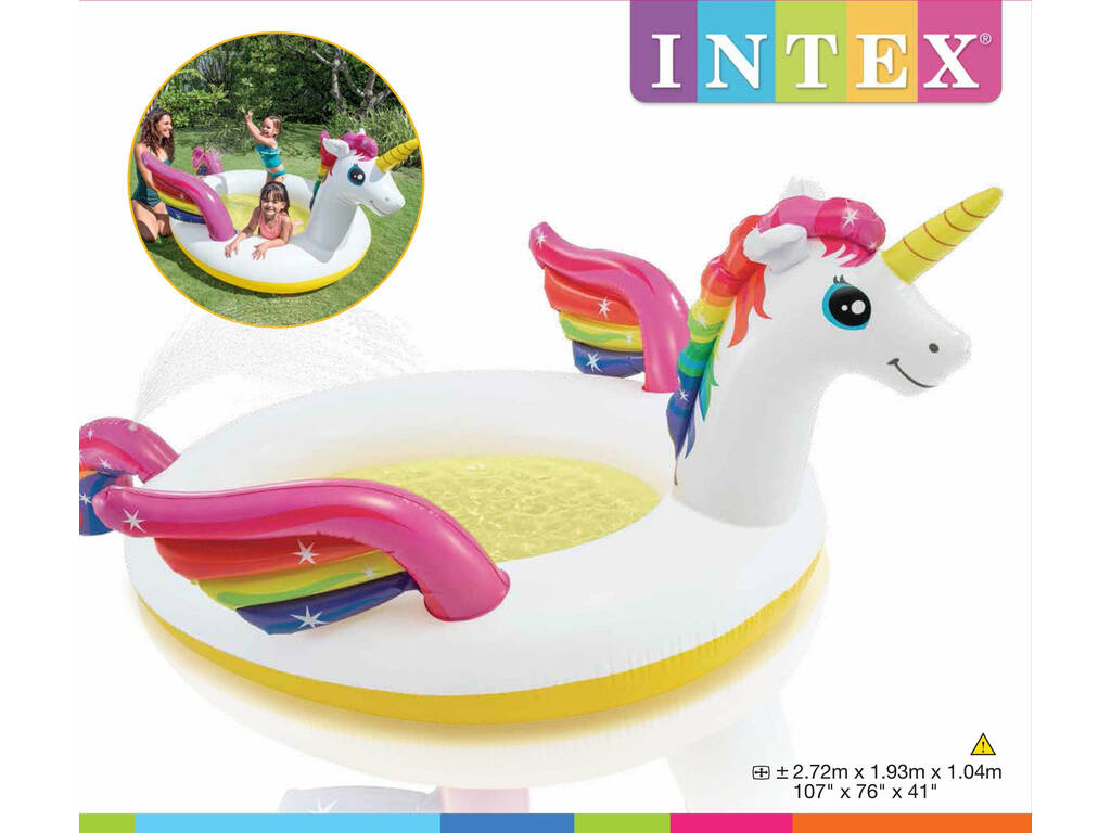 Piscina Inflável Infantil Unicornio com Pulverizador 272x193x104 cm. Intex 57441NP
