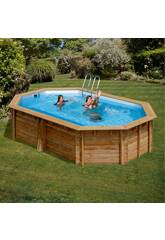 Piscina Oval Madeira Vermela 672x472x146 Cm. Gre 790098
