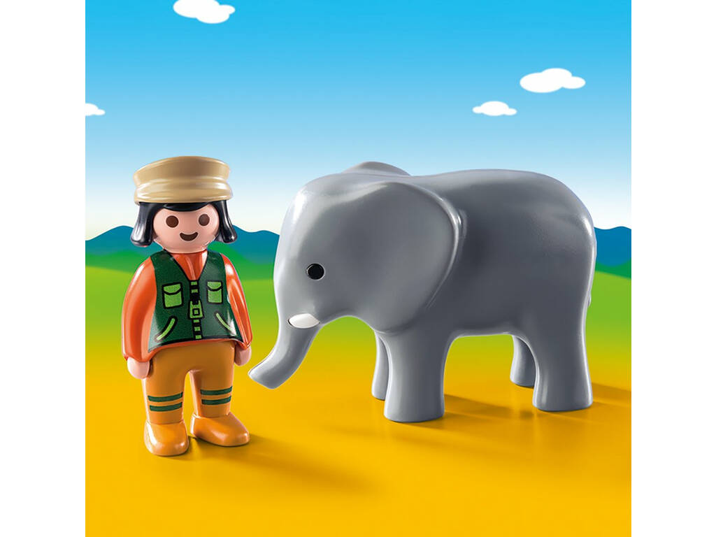 Playmobil 1,2,3 Soigneuse avec éléphant 9381 