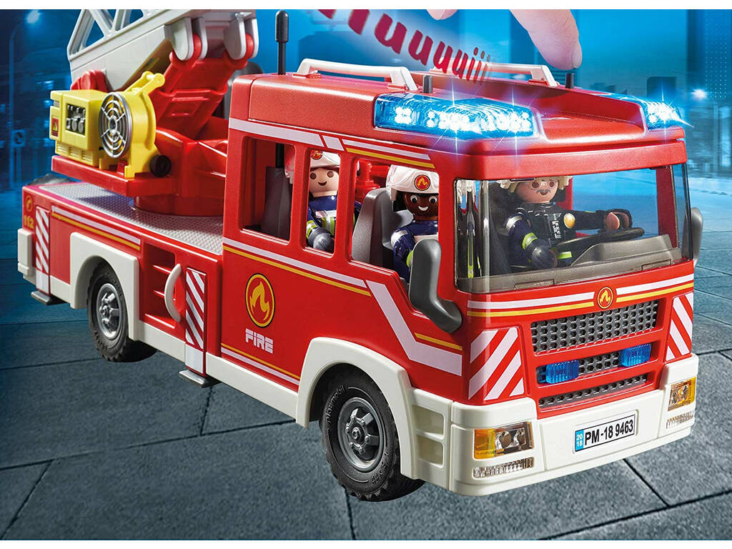 Playmobil Camion de Pompiers avec Échelle, Lumière et Son 9463