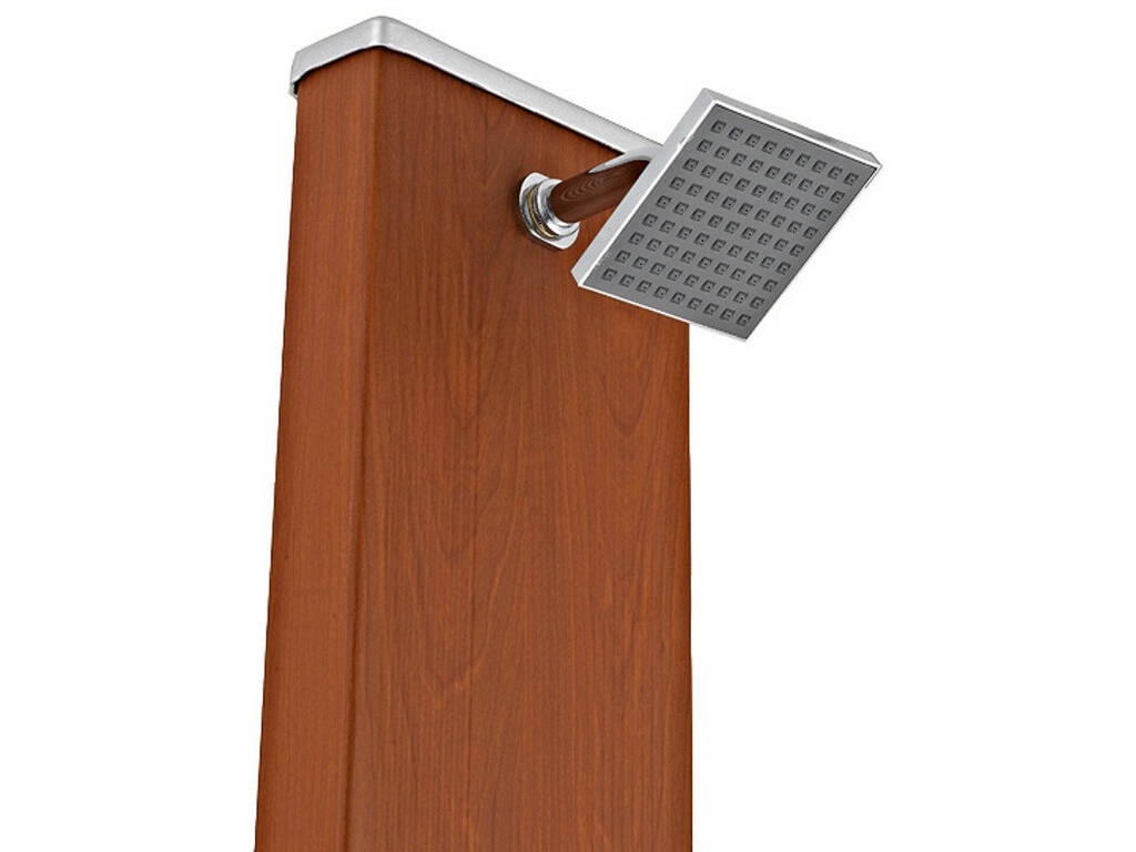 Doccia Solare Quadrata Imitazione legno con Rubinetto lavapiedi 32L Gre DSALC32W