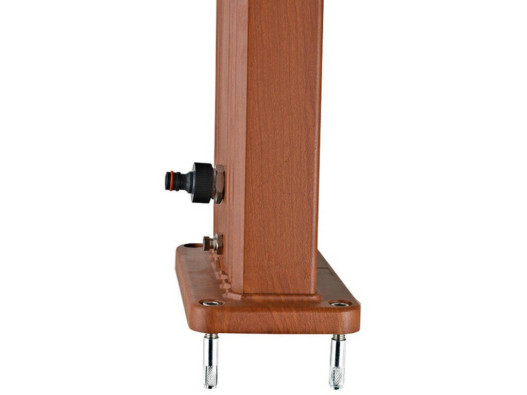 Doccia Solare Quadrata Imitazione legno con Rubinetto lavapiedi 32L Gre DSALC32W