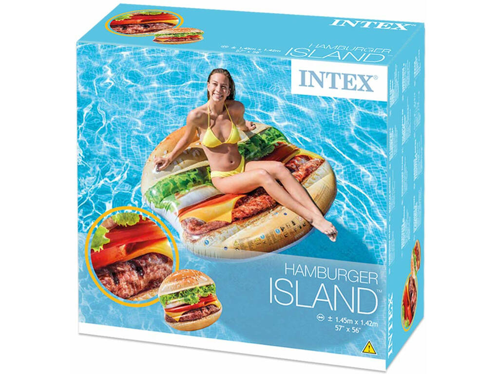 Flotador Hinchable Hamburguesa Realista 145x142 cm. Intex 58780