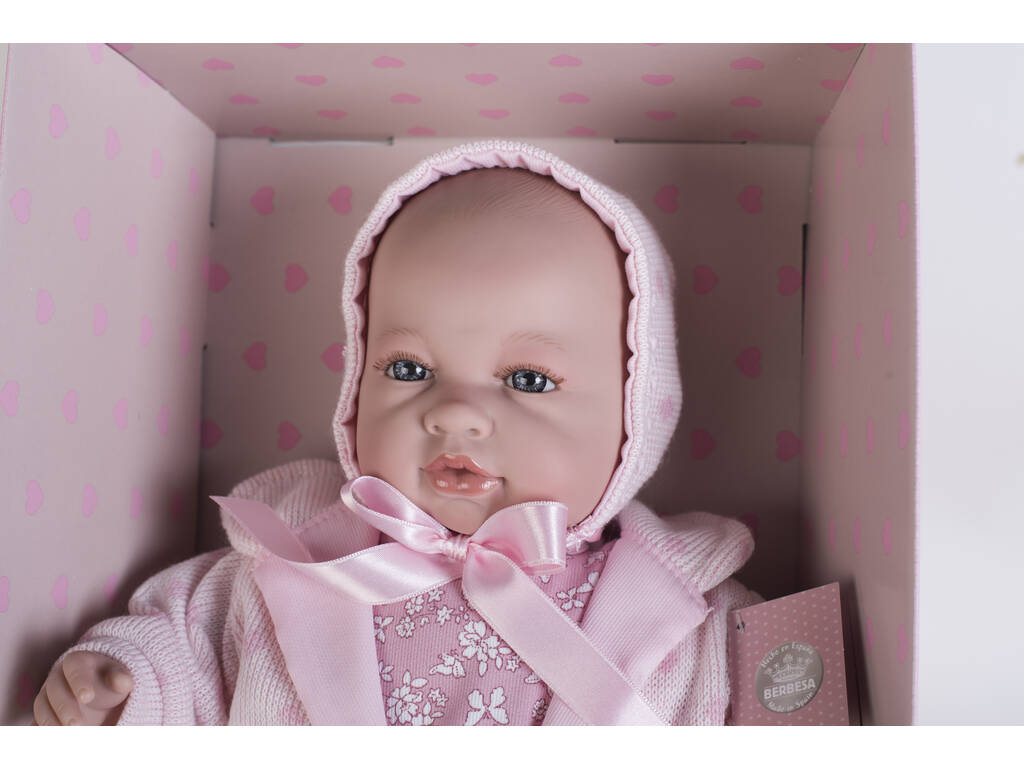 Poupée Sarah Nouveau-née Pleureuse 50 cm. Robe en Manteau Rose Berbesa 5205