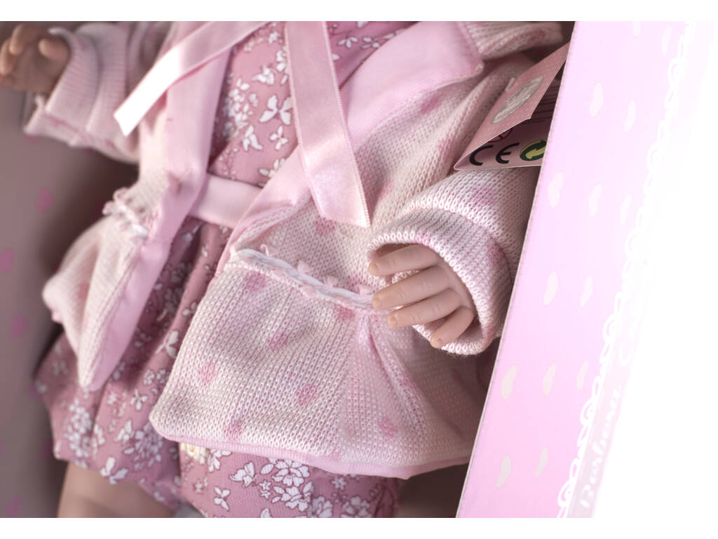 Poupée Sarah Nouveau-née Pleureuse 50 cm. Robe en Manteau Rose Berbesa 5205