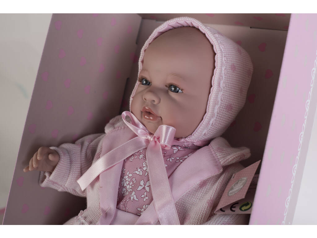 Poupée Sarah Nouveau-née Pleureuse 50 cm. Robe en Manteau Rose Berbesa 5205