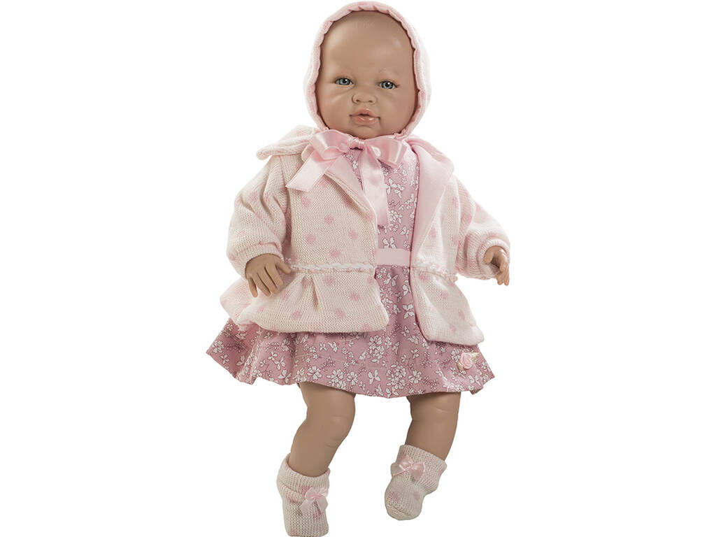 Poupée Sarah Nouveau-née Pleureuse 50 cm. Robe en Manteau Rose Berbesa 5205