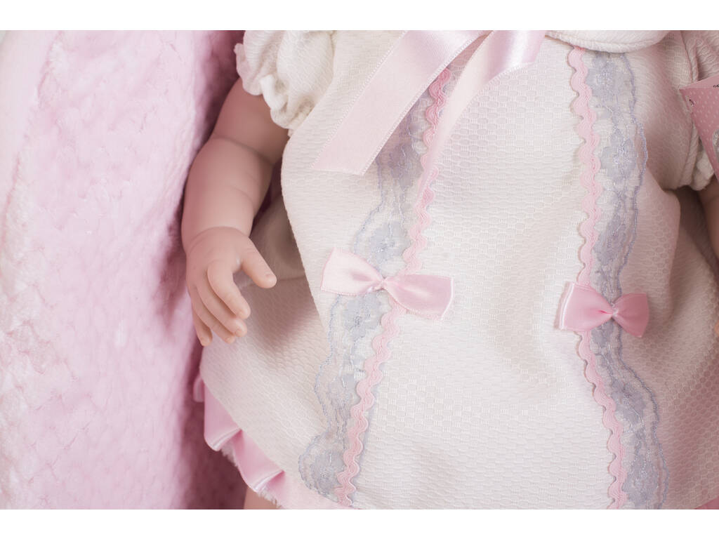 Poupée Sarah Nouveau-née 50 cm. Robe Rose et Doudou Berbesa 5209