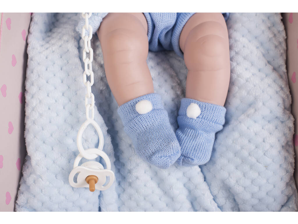 Poupée Nouveau-née 42 cm. Robe Bleue et Coussin Berbesa 5115A