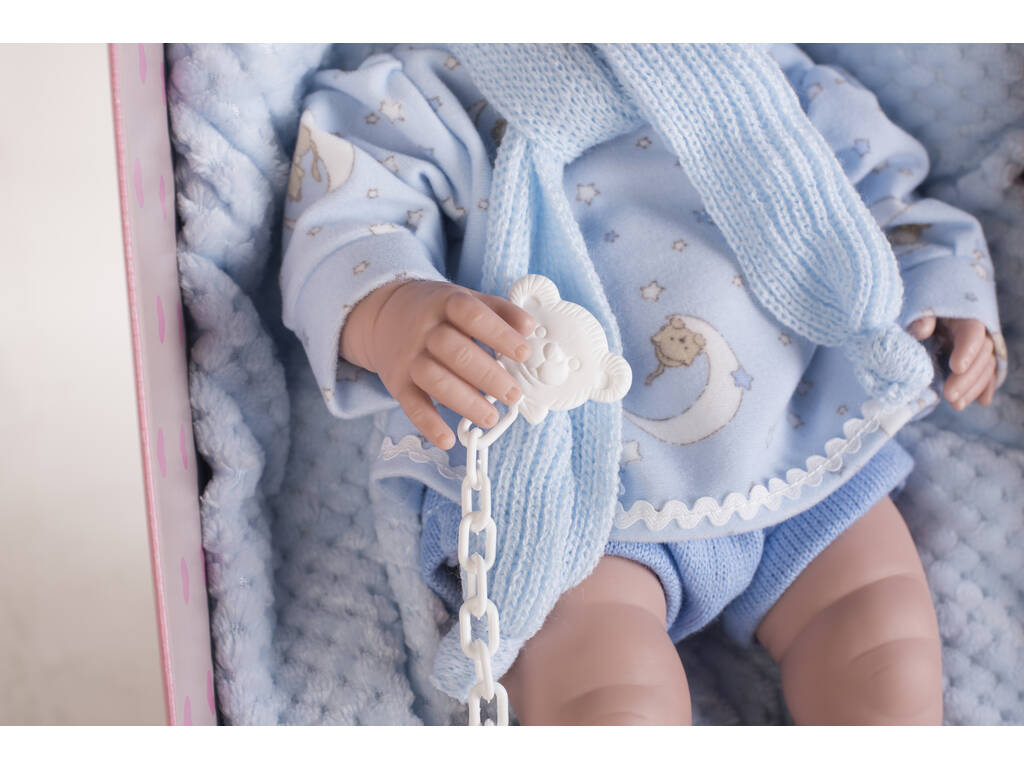 Poupée Nouveau-née 42 cm. Robe Bleue et Coussin Berbesa 5115A