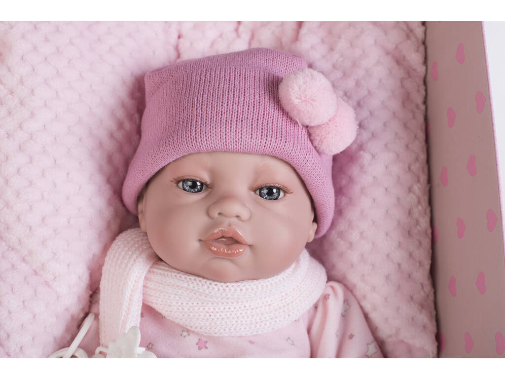  Bambola Neonato 42 cm. Abito Rosa e Cuscino Berbesa 5115R