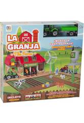La fattoria con figure, trattore con rimorchio e accessori verde