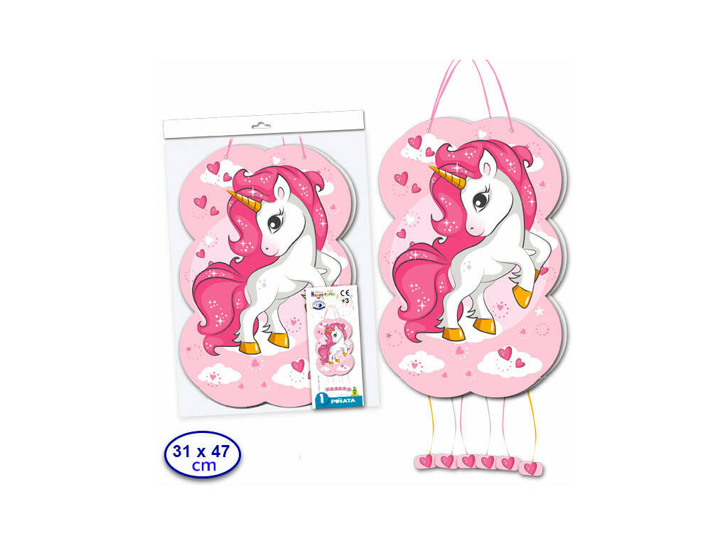 Piñata Licorne Fuchsia 31x47 cm. Globolandia 5415-07