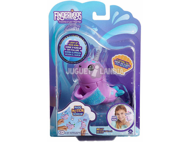 Fingerlings Light Up Narwhal Nelly WowWee 3696