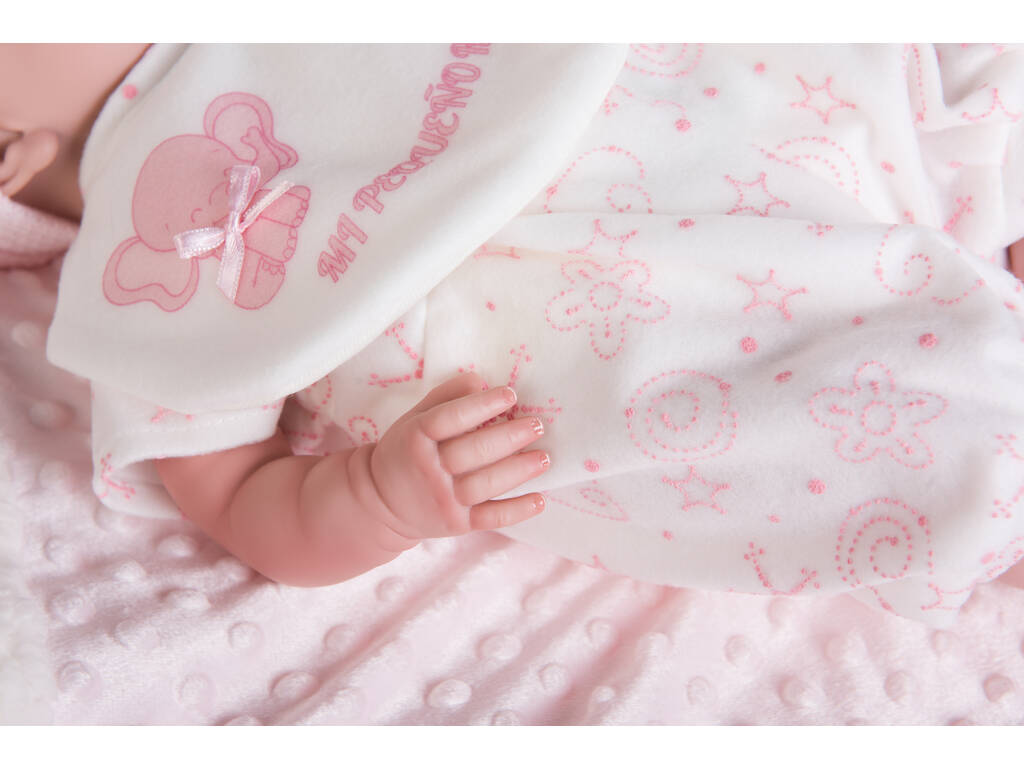 Muñeco Mi Pequeño Reborn Pelón 42 cm. Gorrito Pompones Berbesa 4552