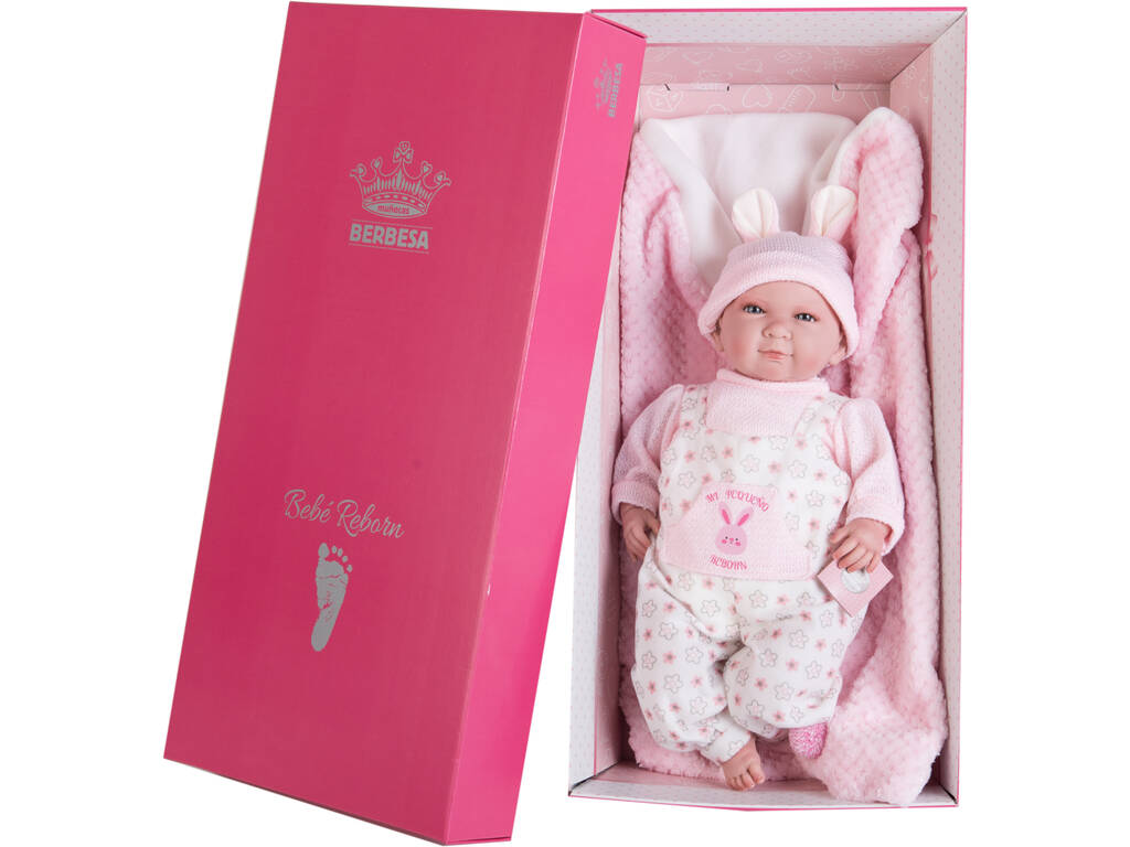 Poupée Mon Petit Reborn Chauve 45 cm. Rose Petites Oreilles Berbesa 4554