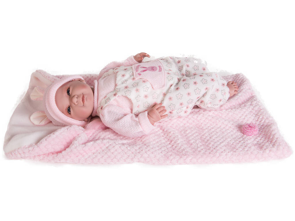 Poupée Mon Petit Reborn Chauve 45 cm. Rose Petites Oreilles Berbesa 4554