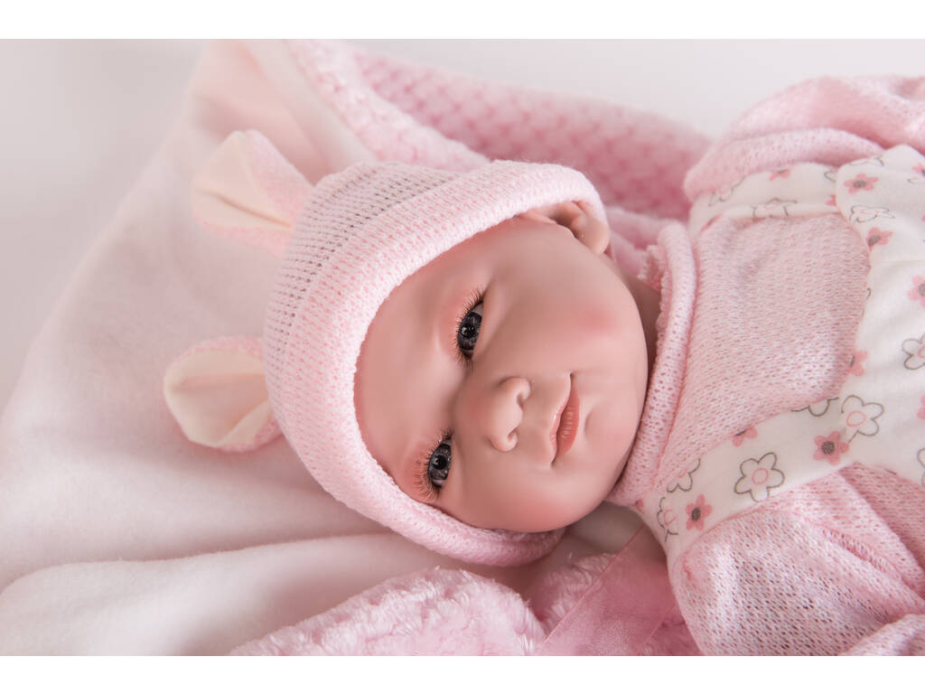 Poupée Mon Petit Reborn Chauve 45 cm. Rose Petites Oreilles Berbesa 4554