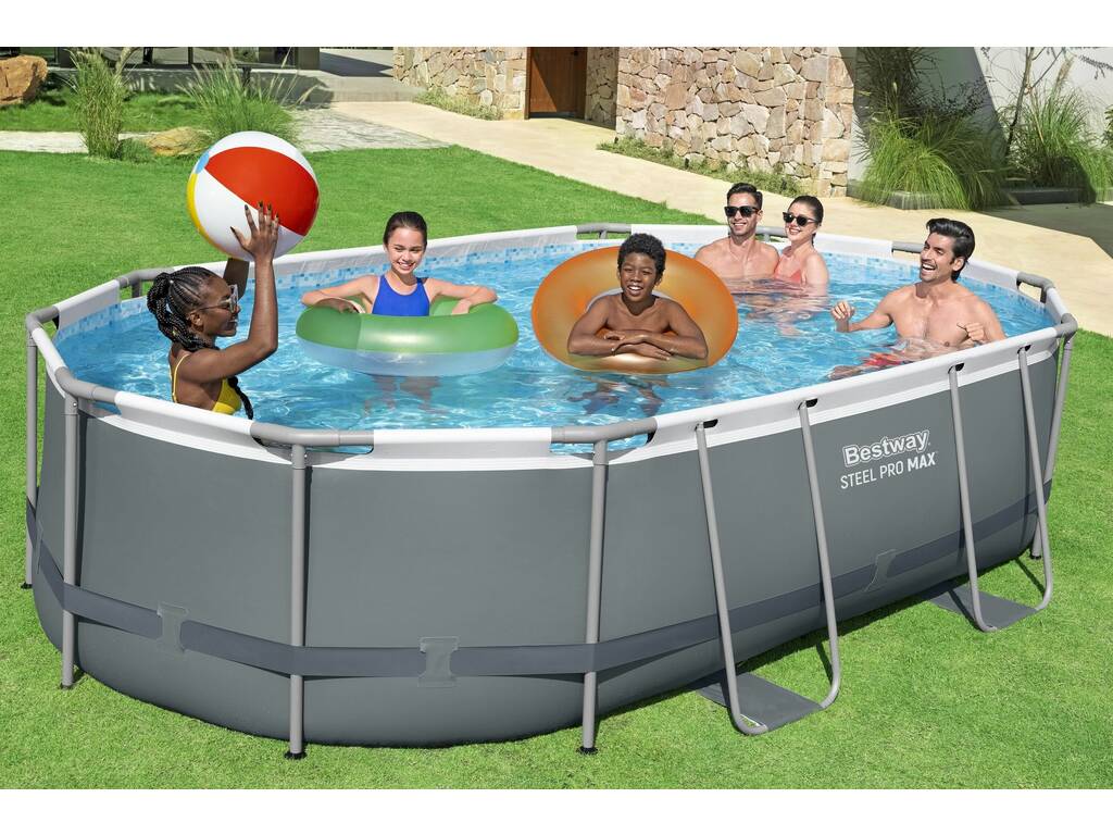 Abnehmbarer Oval Power Steel Pool 488x305x107 cm. Bestway 56448