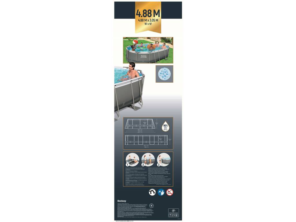 Abnehmbarer Oval Power Steel Pool 488x305x107 cm. Bestway 56448