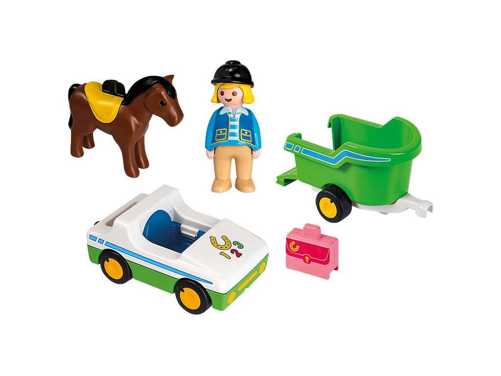 Playmobil 1,2,3 Auto con Rimorchio per Cavalli Playmobil 70181