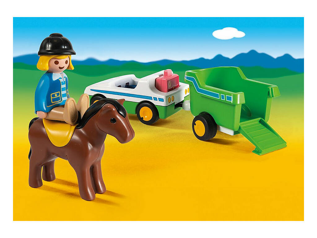 Playmobil 1,2,3 Auto con Rimorchio per Cavalli Playmobil 70181
