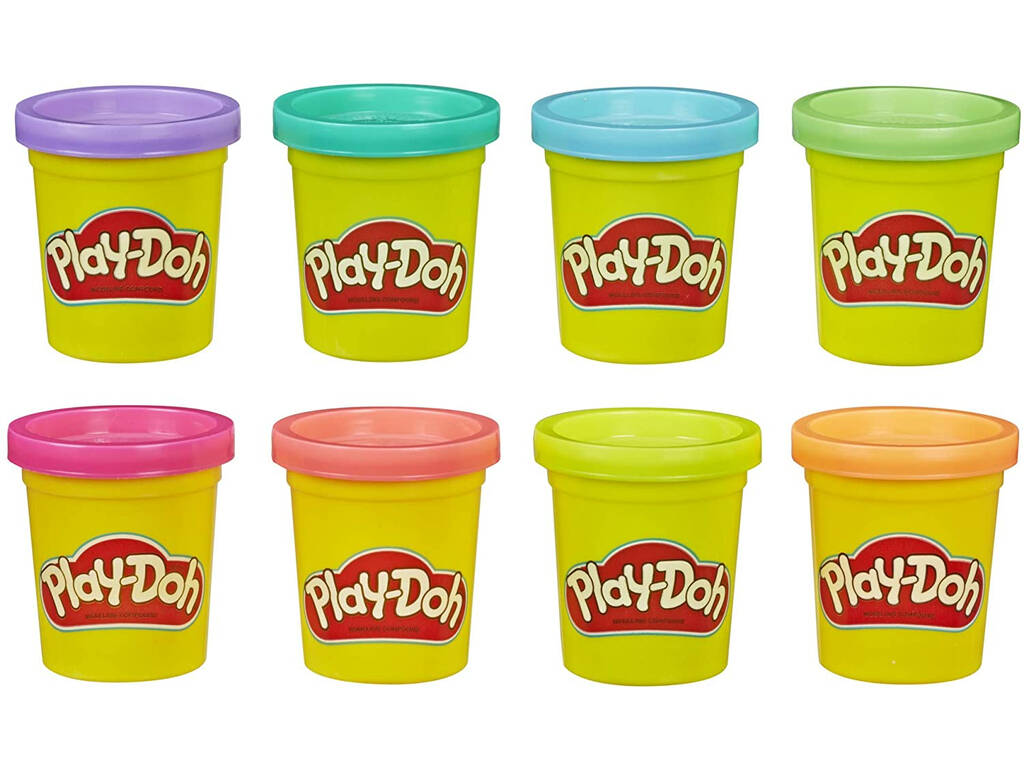 PlayDoh Pack 8 Botes Neón Hasbro E5063
