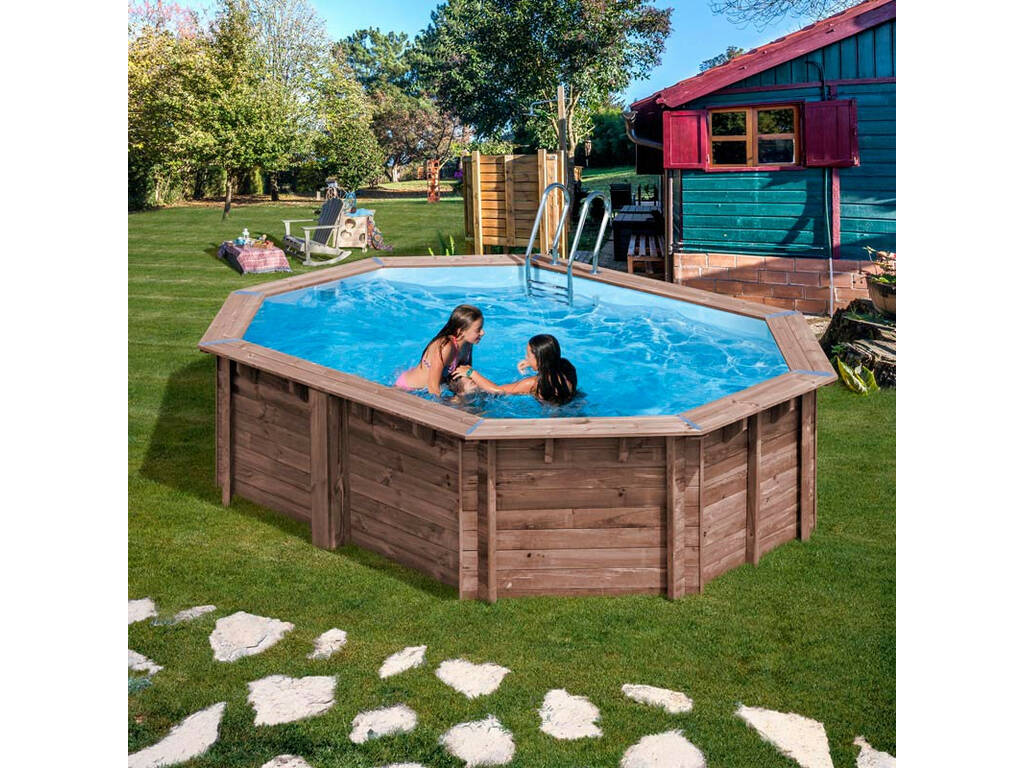 Piscina Oval Madeira Bambu 535X335X130 cm. Gre KPBOC535
