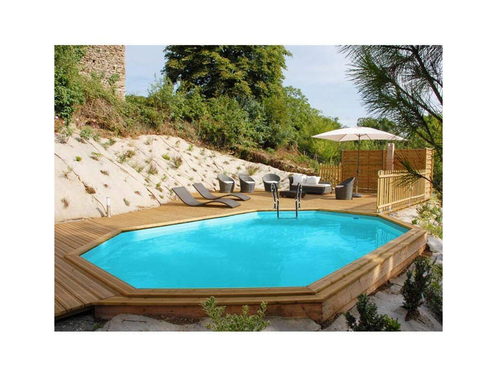 Piscina Ovalada Madera Avocado 656X456X131 cm. Gre 790203