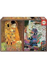 Puzzle 2x1000 Il Bacio + La Vergine, Gustav Klimt Educa 18488