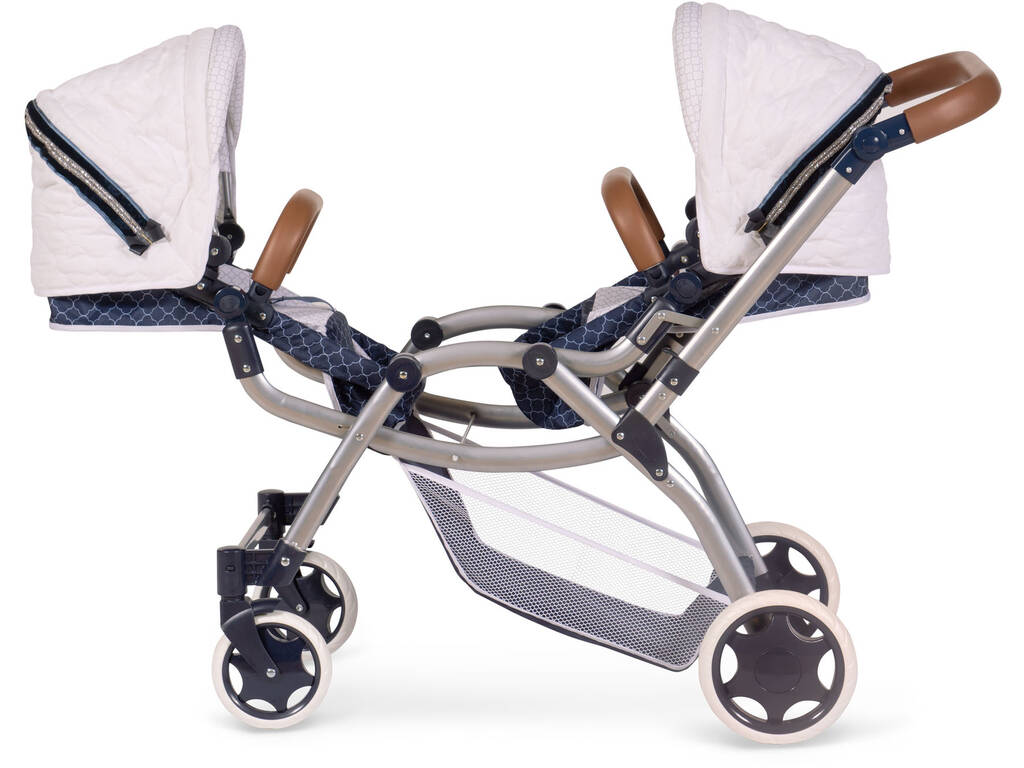 Poussette Jumelle Pliante Classic Romantic de Poupées De Cuevas 80337