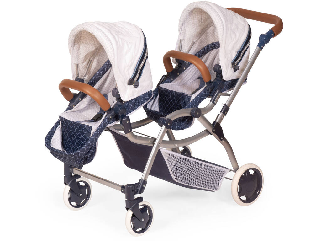 Poussette Jumelle Pliante Classic Romantic de Poupées De Cuevas 80337