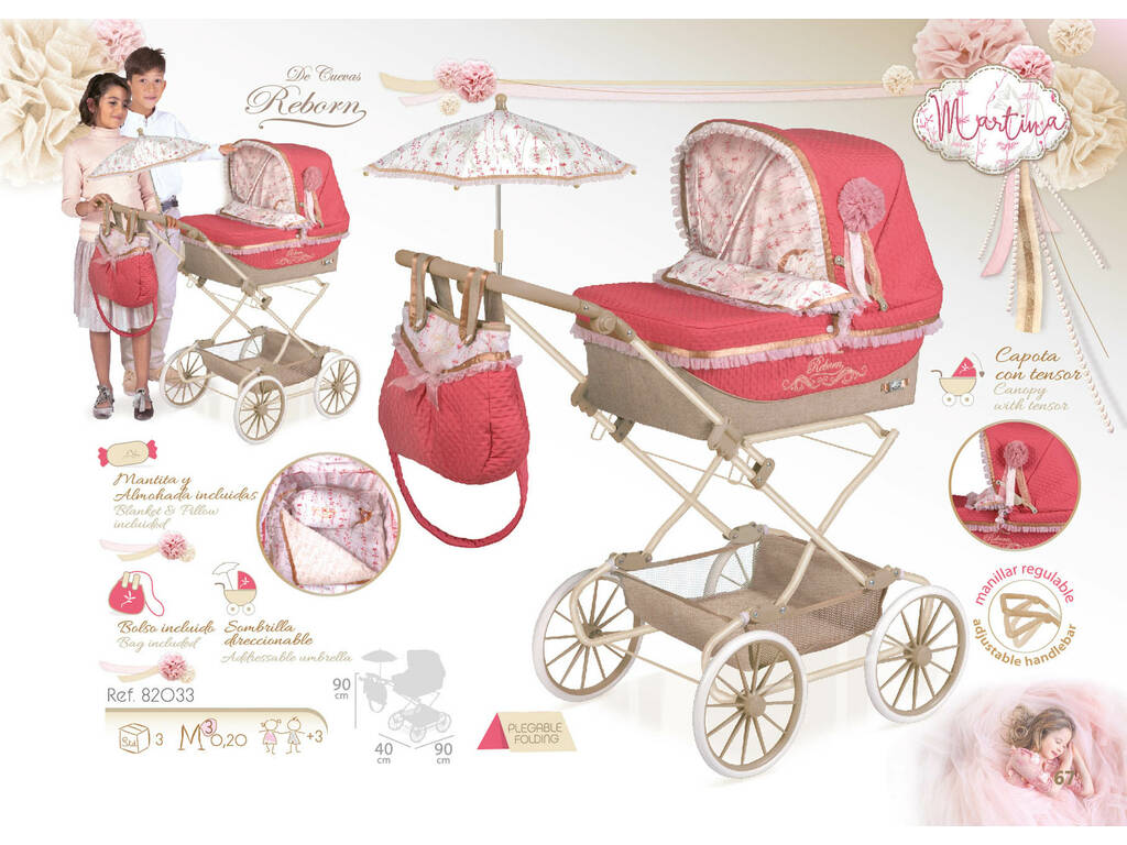 Poussette Reborn Martina Pliable avec Parasol Decuevas 82033