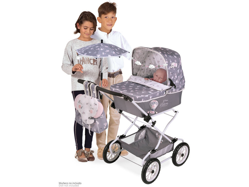 Poussette de Poupées Reborn Pliante avec Ombrelle Sky De Cuevas 82035