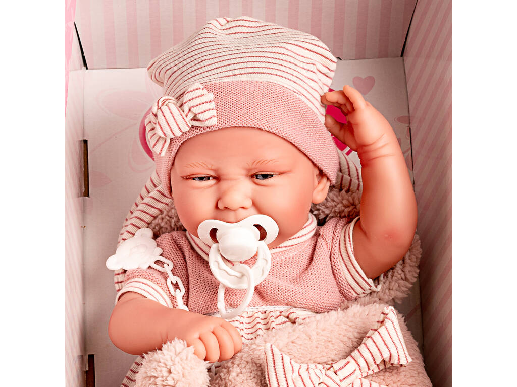Muñeca Recién Nacida Carla Saquito Rayas 40 cm. Antonio Juan 5081