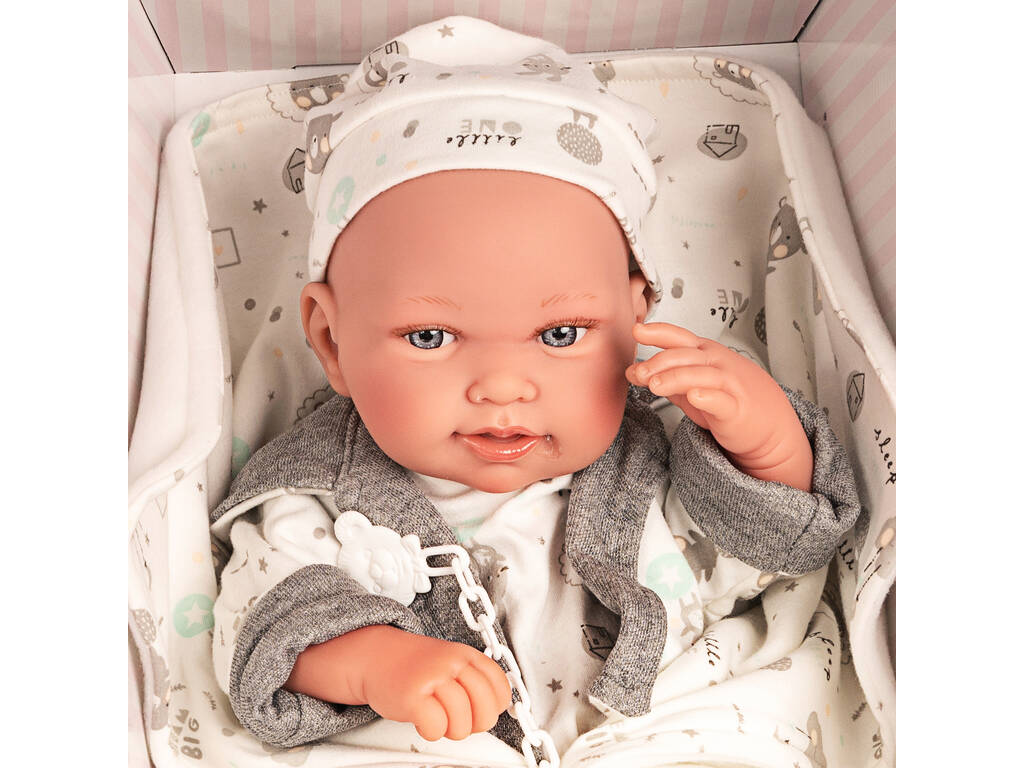 Poupée Nouvelle-née Pipa Nounours Gris 40 cm. Antonio Juan 5083