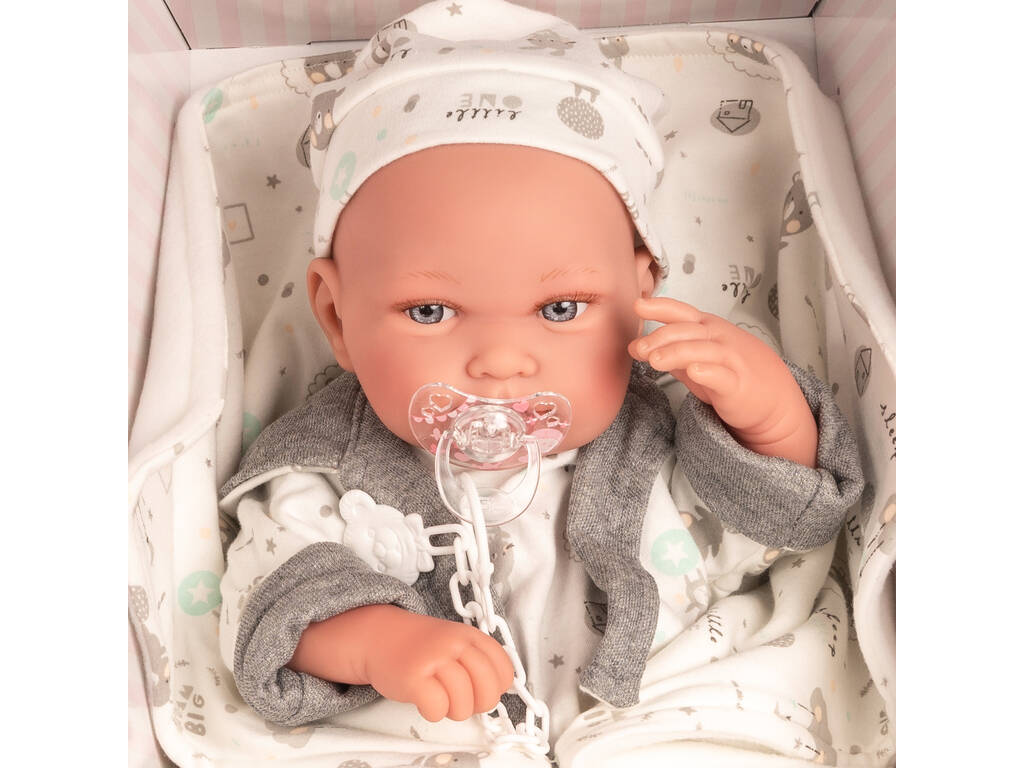 Poupée Nouvelle-née Pipa Nounours Gris 40 cm. Antonio Juan 5083