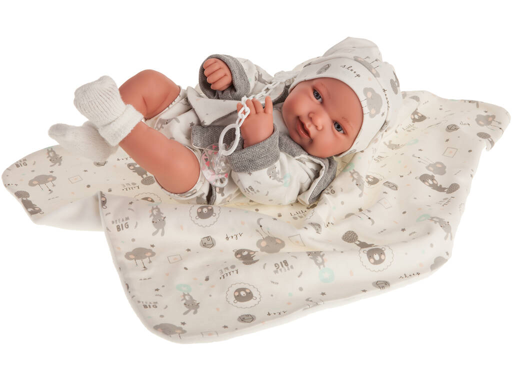 Poupée Nouvelle-née Pipa Nounours Gris 40 cm. Antonio Juan 5083