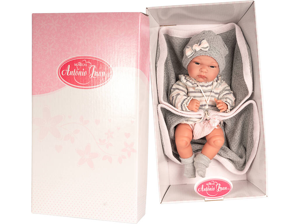 Poupée Baby Toneta Châle Gris 33 cm. Antonio Juan 6029