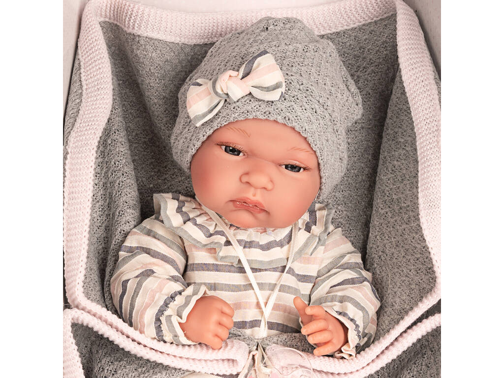 Poupée Baby Toneta Châle Gris 33 cm. Antonio Juan 6029