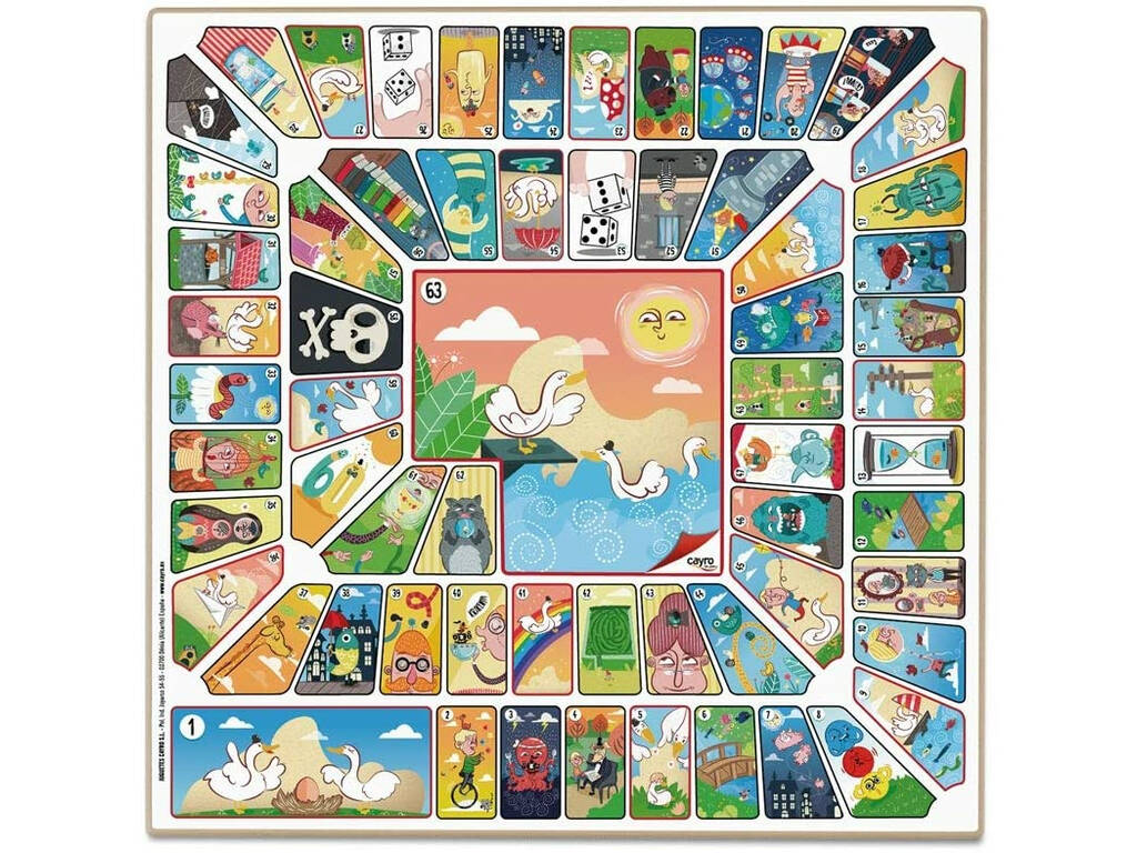 Plateau en Bois Parcheesi-Le Jeu De L'Oie33x33 cm. Cayro T-135