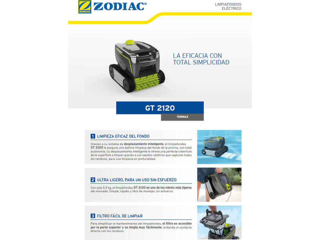 Robot Puliscifondo Zodiac Tornax GT2120 Gre WR000187