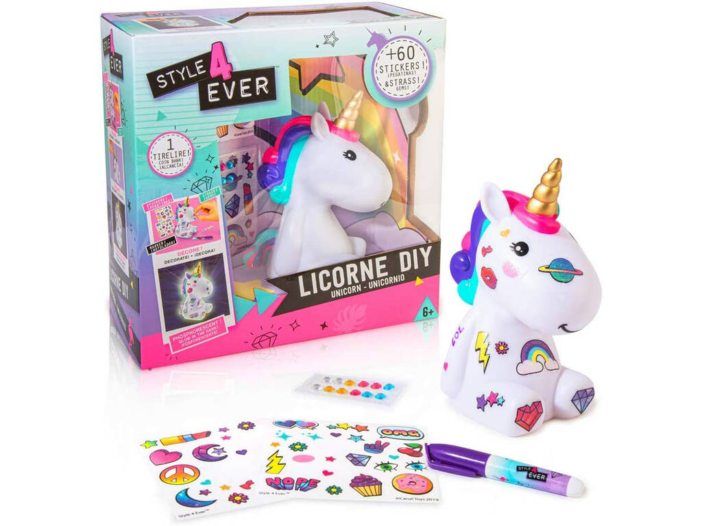 Tirelire Licorne DIY Style 4 Ever avec des Autocollants Canal Toys OFG106