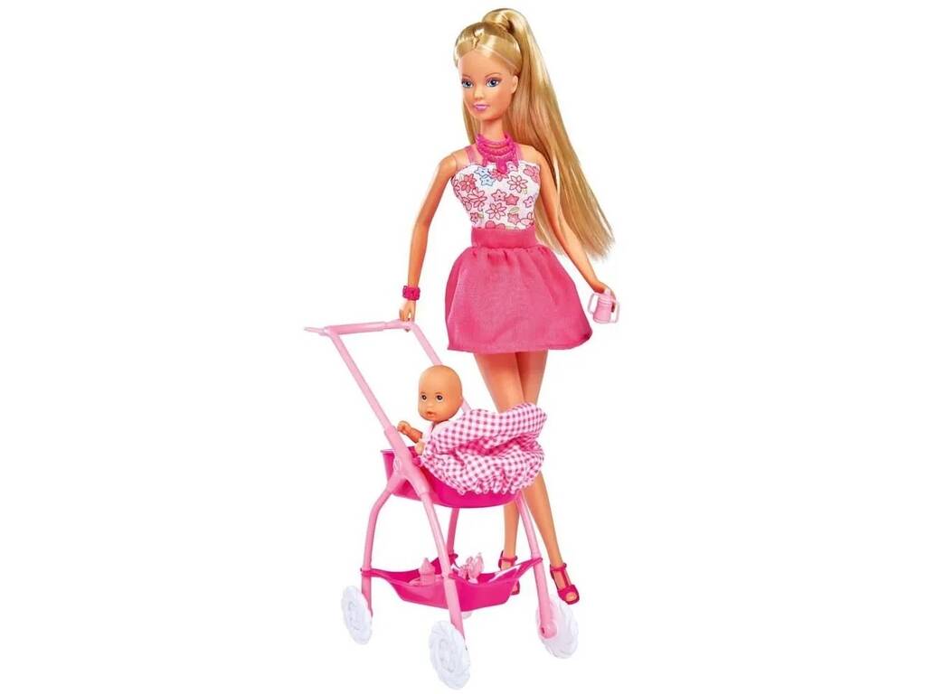 Steffi Love Muñeca con Set de Paseo al Bebé