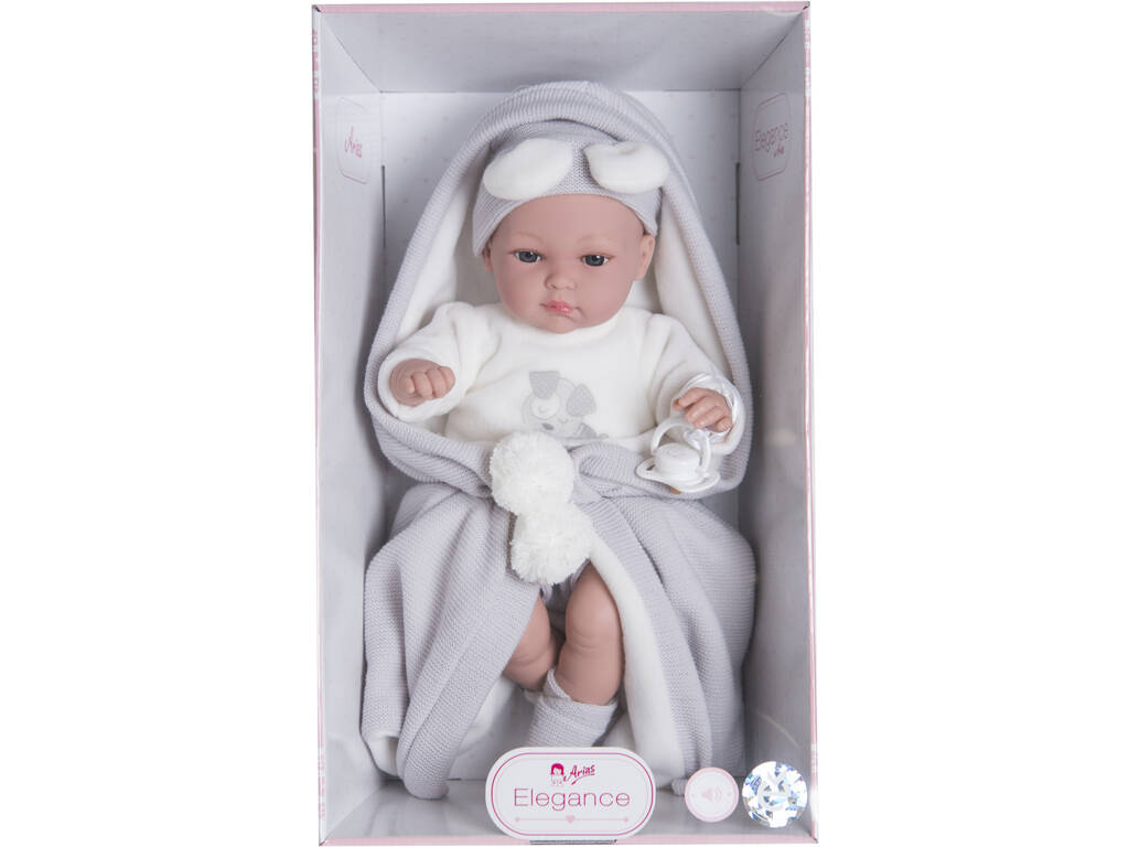 Bambola Elegance Erea Grigio 33 cm. con Coperta Arias 60282