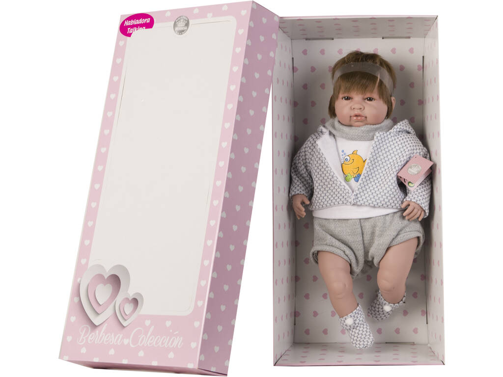Neugeborene Weinende Saoro Puppe 50 cm. Mit Schal und Jacke Berbesa 5211